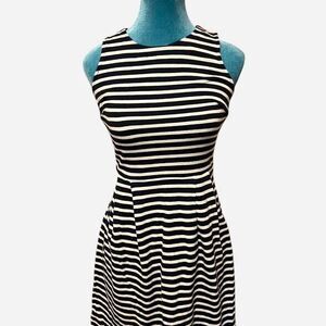 Loft navy blue and white striped A-line mini dress women's size 0